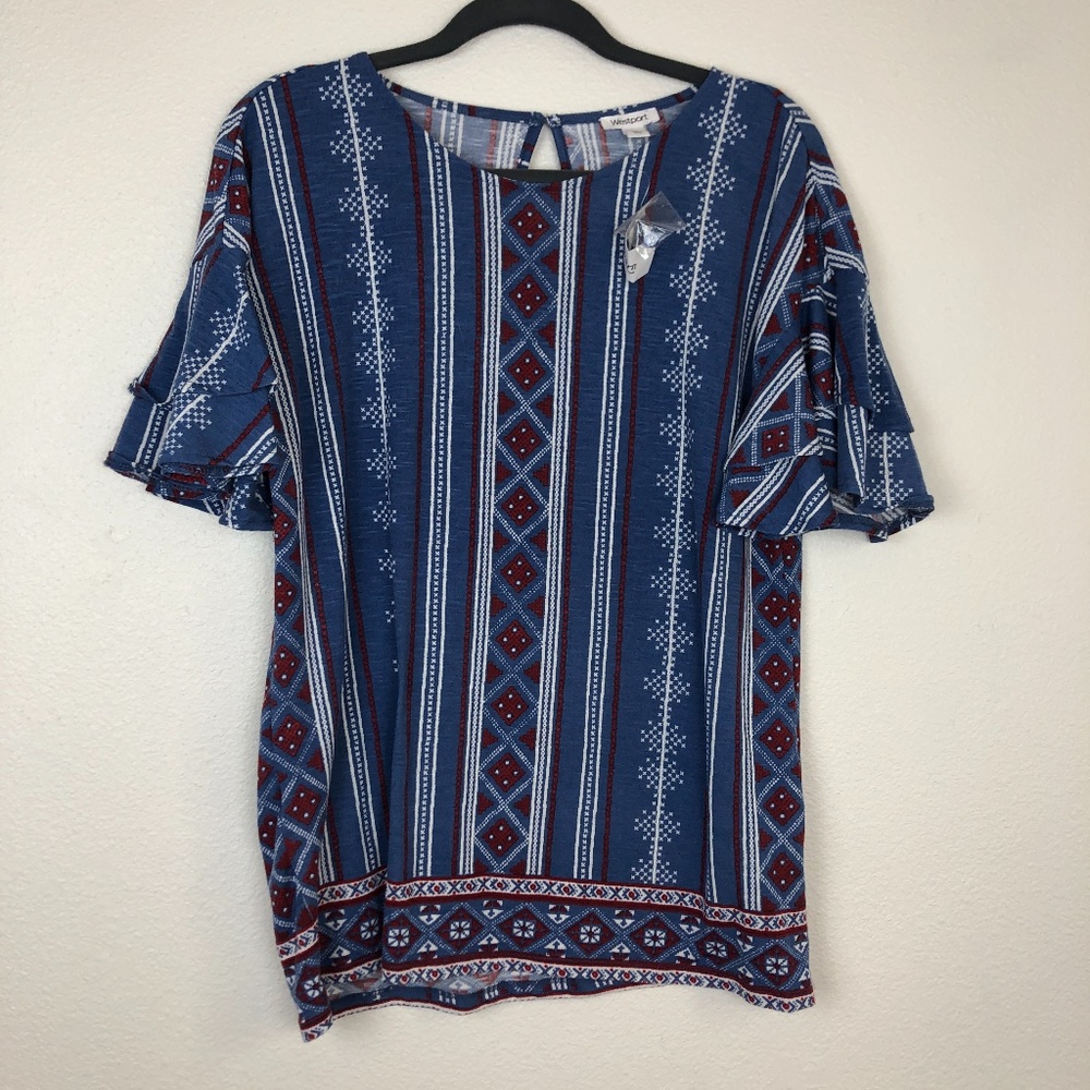 NWT Westport Dress Barn blue top size M